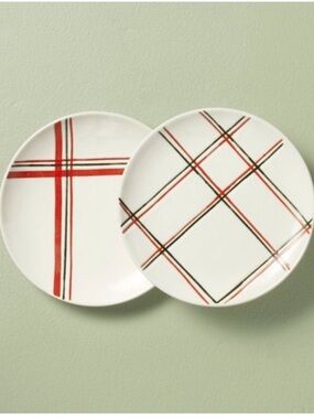 New! Hearth and Hand Plaid Patterned Appetizer Plates - Set of 2